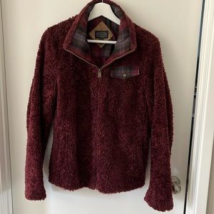 Pendleton fuzzy zip jacket dark red size medium